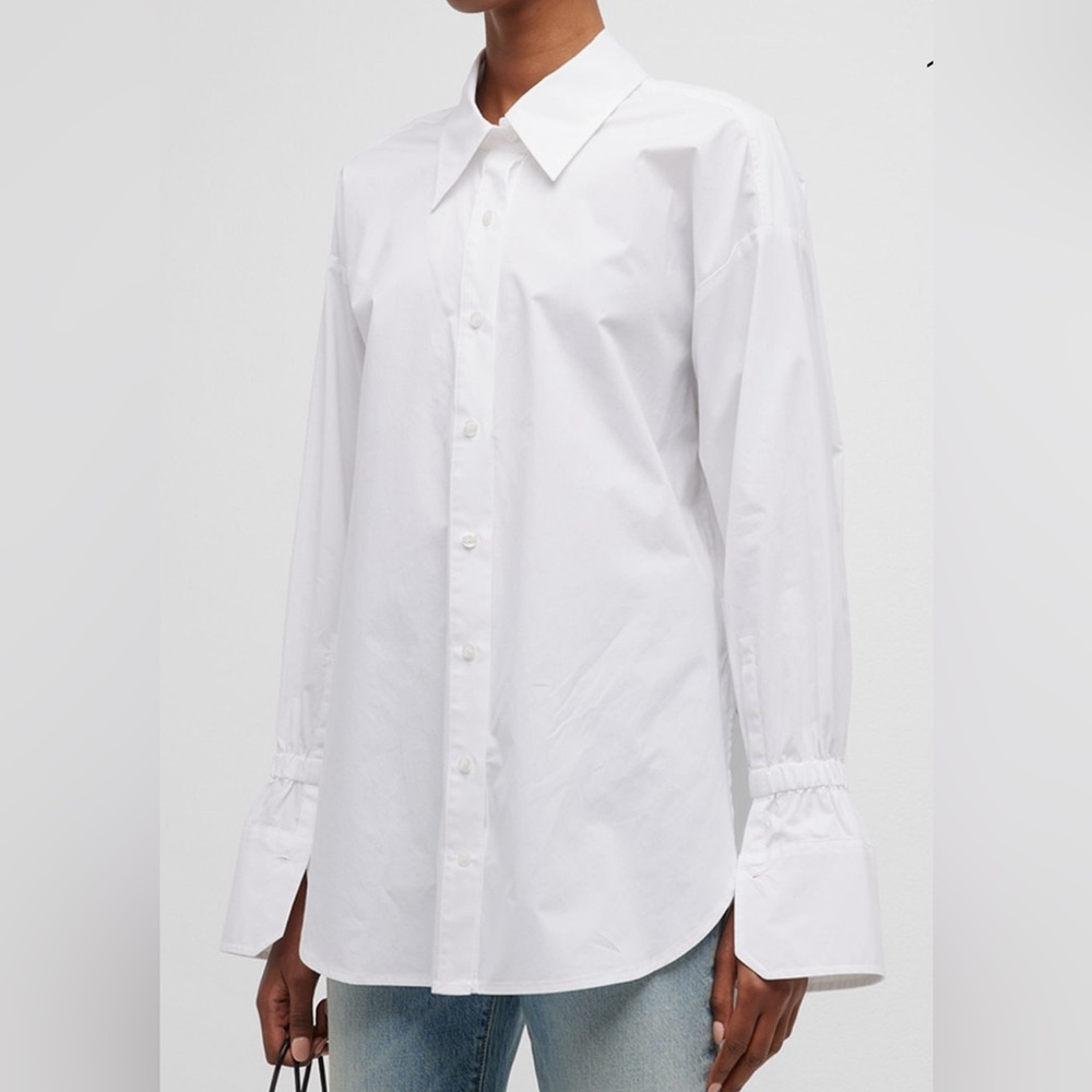 A.L.C. Monica Oversized Button Down Shirt w Elastic Band in Sleeves Sz 8